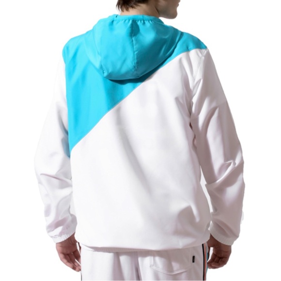 ADIDAS Courtside Windbreaker Jacket - White/Energy Blue - Men’s Small - Like New - Picture 3 of 7
